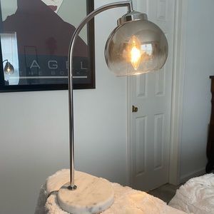 70s vibe desk lamp 20” inches tall works stone bottom.
